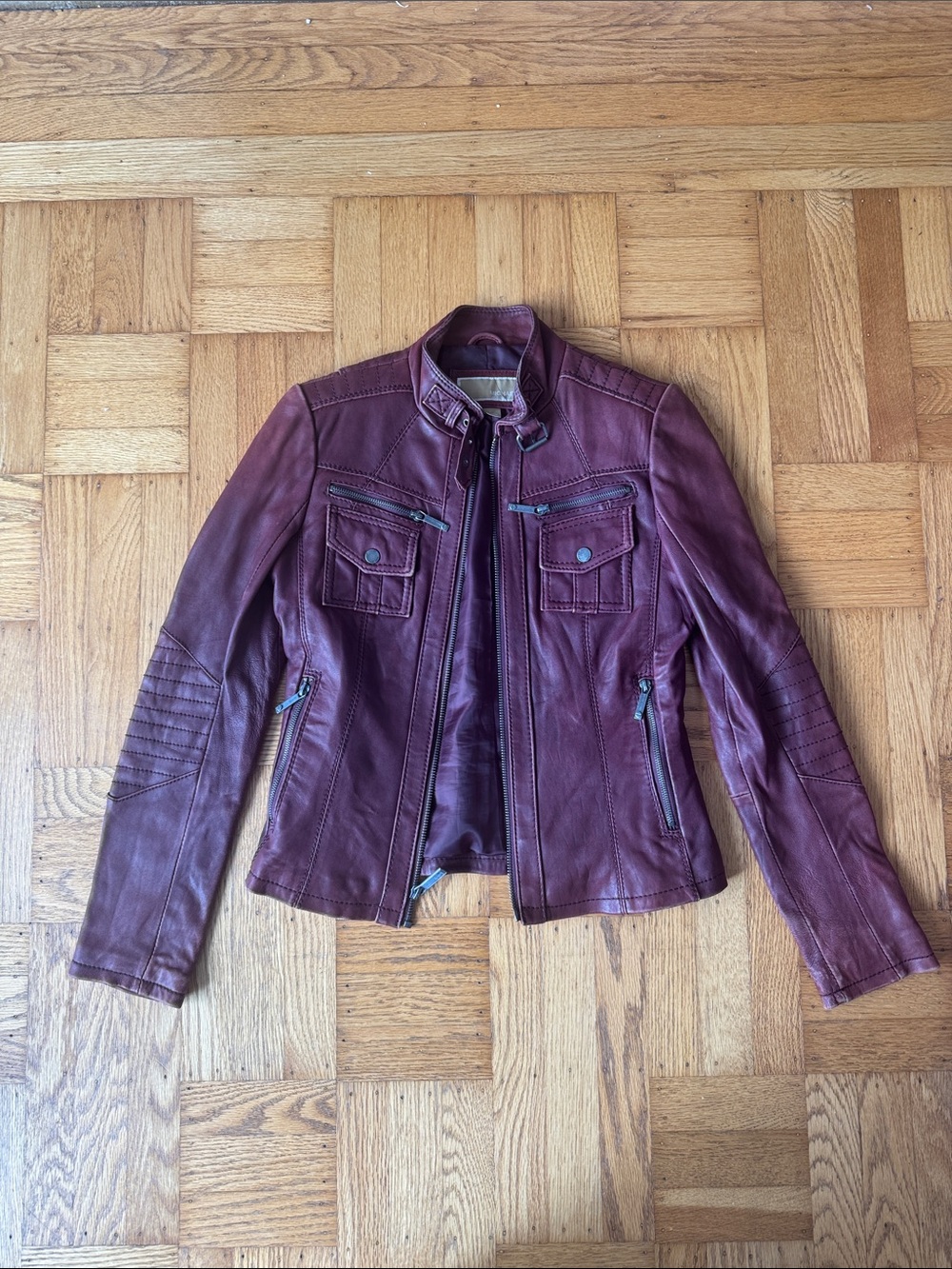 MICHAEL KORS MOTO Leather Jacket Red size small vintage